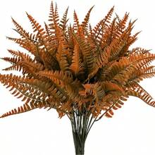 Plantas artificiales de helecho arbustos artificiales para el hogar, plstico para exteriores, resistente a los rayos, jardn, oficina, jardn, decoracin interior 4, naranja otoo - Naranja Otoño + 4 - Ver 2