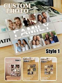 Custom Acrylic Photo Display Board, 1 Personalized Acrylic Photo And Text Plaque - Custom Family Or Couple Gift For Valentine'S Day, Mother'S Day, Birthday, Anniversary, Graduation, Father'S Day - Classic Desktop Home Decor, No Power Required, Valentine'S Day Decoration, Touching Memories - Multicolor - View 2