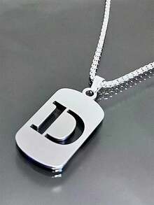 1件A-Z 26字母吊坠项链，钛钢链，男女通用学生情侣配饰，简约百搭设计 - 銀色 - 查看 6