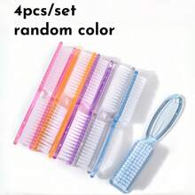4pcs Set Dopamine Colored Goat Horn Nail Brushes - Large Transparent Long Handle, Multi-Purpose Nail Powder Cleaner And Debris Remover, Suitable For Women And Girls, Essential For Daily And Home Manicure - Multicolor - View 12