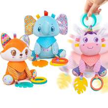 لعبة هزاز للأطفال الصغار للتعليق في السيارة - لعبة ناعمة وجميلة بشكل وحيد القرن / فيل / ثعلب من القماش المخملي، لعبة تعليمية ممتعة للتعليق في عربة الأطفال والسرير لراحة الطفل وصحبته - متعدد الألوان - مشاهدة 8