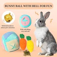 Large Rabbit Foraging Toy With Bell, Washable Puzzle Feed Game Rabbit Toy For Bunnies Boredom, Snuffle Ball Treat Dispenser Exercise Bunny Enrichment Toys, Bunny Toys For Indoor Bunnies(Blue) - mặc định - Xem 3