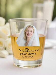 1pc 2oz Personalized Photo Glass Cup, Customized Wedding Commemorative Wine Glass, Personalized Birthday Wine Glass, Multi-Functional - Multicolor - View 6