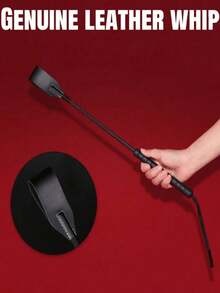New Black Leather Horse Whip, Classic Design, Training Tool, Durable And Sturdy, Comfortable Grip, Strong Resistance. 18-Inch Horse Whip, Premium Riding Whip, Suitable For Equestrian Sports, Black, With Non-Slip Handle. - Multicolor - View 1