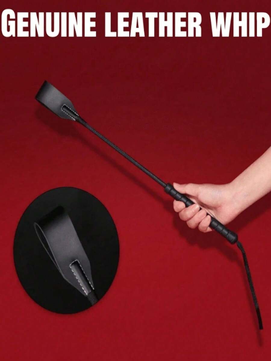 New Black Leather Horse Whip, Classic Design, Training Tool, Durable And Sturdy, Comfortable Grip, Strong Resistance. 18-Inch Horse Whip, Premium Riding Whip, Suitable For Equestrian Sports, Black, With Non-Slip Handle. - Multicolor - View 1