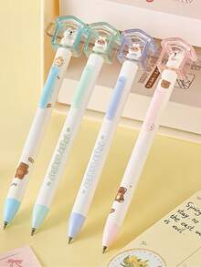 2支装创意温馨小屋造型中性笔，可爱兔子造型，旋转式设计，0.5毫米黑色细尖，适合学校、办公室、家庭使用，学生奖励，礼品，趣味减压速干签名笔 - 彩色 - 查看 7