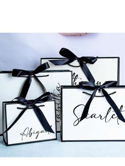 Personalized Bridesmaid Gift Bag - Elegant Ribbon Tie, Wedding Party Favor