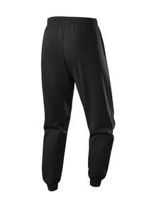Men's Casual Elastic Waist Drawstring Pants, Lightweight Breathable Sports Trousers - Black - View 3