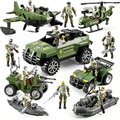 Juguetes 78 en 1 para hombres del ejrcito con camiones militares realistas, helicptero, kayak, moto, hombres del ejrcito, cifras de accin, engranajes de arma, juguetes del ejrcito, regalo para
