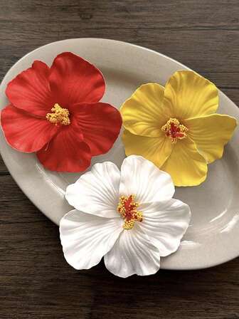 3 piezas/1 pieza Pinzas para el cabello con flores de imitación en color rojo, naranja y blanco de 7,5 cm/2,95 pulgadas con efecto tie-dye, accesorios de moda versátiles, elegantes y minimalistas de alta gama de unicolor, adecuados para uso diario, casual, fiesta, viaje, coleta, moño, lavado de cara, maquillaje y complemento de atuendo