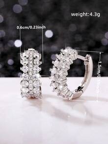 1 Pair Elegant Cubic Zirconia Earrings, Suitable For Women, Suitable For Weddings, Engagements, Anniversaries, Parties, Valentine's Day And Other Occasions