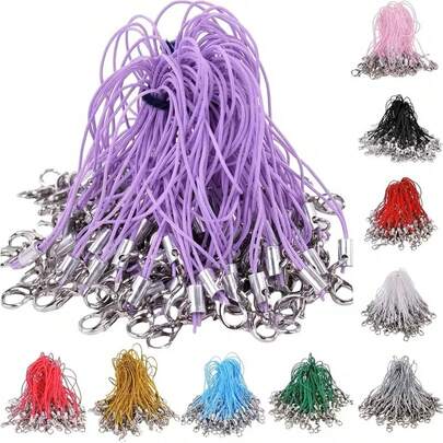 10/30/50/100/200/500pcs Mixed Color Lobster Clasp Cord Lanyard Carabiner Keychain Rope Nylon String Keyring For DIY Jewelry Making Supplies