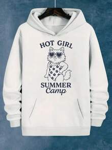 484g/m², Sudadera con Capucha para Hombre de Mezcla de Poliéster y Algodón al 50%, Cómoda y Cálida, Sudadera Punk Rock para Hombre - Sudadera con Patrón 'HOT GIRL SUMMER CAMP', Sudadera Suave, Adecuada para Ropa Casual de Calle, Fiestas Temáticas y Ropa Casual - Ropa de Moda Excitante para Hombres, Ropa Casual de Primavera, Otoño e Invierno, Diseño Humorístico, Ajuste Cómodo, Ropa de Camping, Material Duradero, Ropa Unisex, Jóvenes - Negro - Ver 7