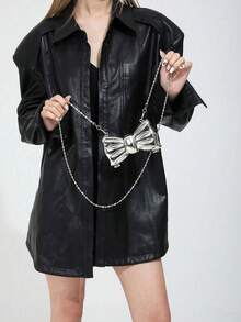 Bow Shaped Mini Party Bag, Women's Fashionable Chain Crossbody Bag,[US-Based Shipping]Suitable For Party And Date Wear, Coin Purse,Women's Bow Shaped Mini Clutch Purses Cocktail Evening Bag Chain Strap Solid Mini Crossbody Bag For Party Mini Evening Bag Metal Purse Crossbody Handbag For Girls Women Bowknot Shell Heart Star Shoulder Bag For Wedding Thanks Giving Dinner Purse Christmas Party Clutch Sparkly Evening Bag,Bowknot Mini Evening Bag, Women's Chain Lip Gloss Pouch, Suitable For Valentine's Day, Parties, Dates, Shoulder/Crossbody Bag, Coin Purse - Bạc - Xem 3