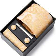 AlanKing 1 Set Of Men's Business Formal Tie With Matching Pocket Square And Cufflinks, Burgundy Paisley Men Necktie