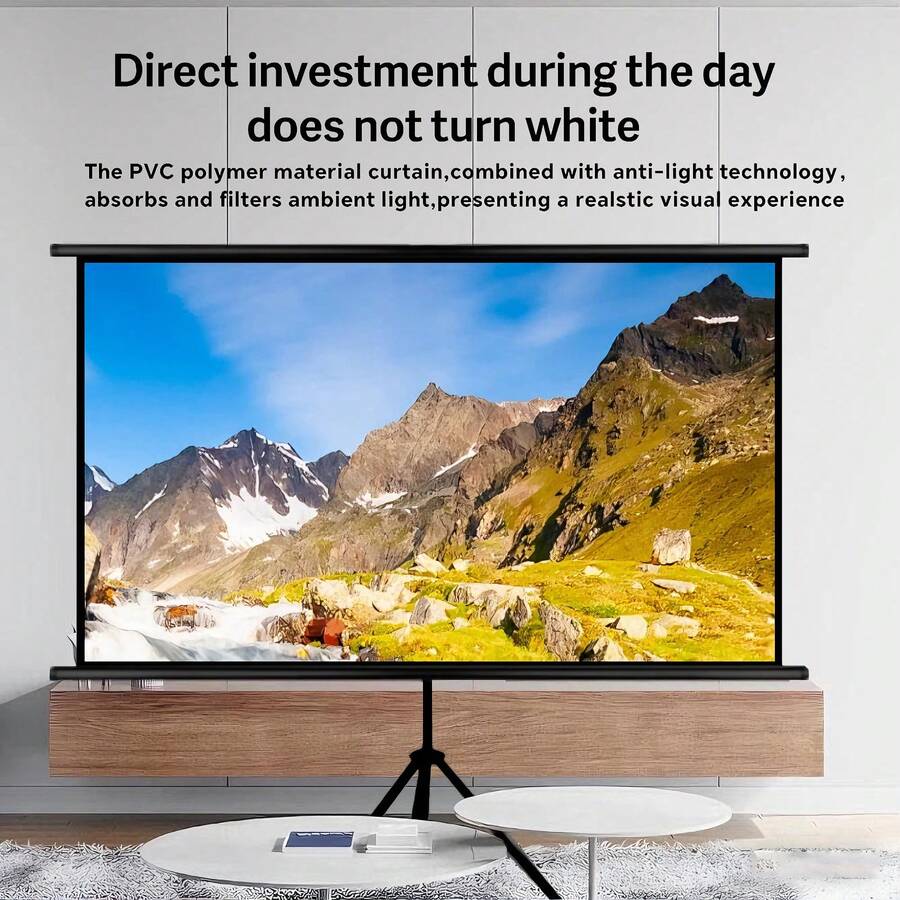 Projector Screen With Single Bracket-4K HD 16:9 Indoor/Outdoor Used For Theater/Office Backyard Party Theater Screen 100-120inch - White - View 1