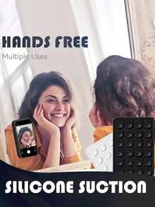 5pcs Silicone Phone Ring Holder, Suction Cup Phone Stand, Hands-Free Phone Handle, Ring Holder, Compatible With Android, White + Black + Pink + Transparent + Rose Red - Multicolor - View 8