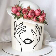 1 pieza/Set de 3 piezas Decoración para pastel de retrato de arte lineal de acrílico negro, adecuado para decoración de pasteles de cumpleaños, bodas y fiestas - Multicolor - Ver 2