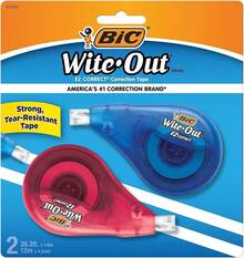 BIC Wite-Out Brand EZ Correct Correction Tape, 39.3 Feet, 2-Count Pack Of White Correction Tape, Fast, Clean And Easy To Use Tear-Resistant Tape Office Or School Supplies - 黑色 - 查看 1