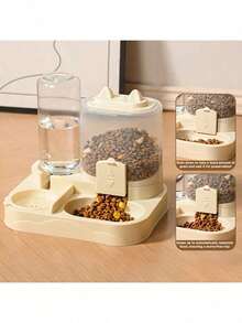 2-In-1 Cat Feeder And Water Dispenser Set, Dry And Wet Separation, Durable Plastic Material, No Battery Required, Easy To Clean, Pet Food And Water Station, Suitable For Multiple Pets, Provides Ample Hydration And Healthy Feeding.