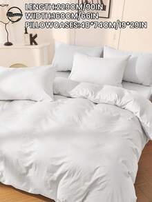 2/3pcs Bedding Set, Solid Color Bedding, Skin-Friendly & Comfortable, Soft & Pilling Resistant, Simple Room Decor, Minimalist & Fashionable Duvet Cover & Pillowcase, Without Comforter, Suitable For Twin, Full, Queen, King Size Beds, All Seasons, Home Textile - White - View 12