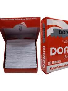 Lãmina De Barbear Dorco Red 100 Unidades Cortadas Ao Meio - Cinza - Visão 3