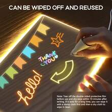 Bộ bảng viết LED 7 màu cao cấp, bao gồm 7 bút màu, giá đỡ, khăn lau, bảng vẽ ngẫu nhiên, cấp nguồn USB, màn hình độ sáng cao, thích hợp sử dụng tại văn phòng và nhà riêng - Món quà Giáng sinh hoặc Năm mới hoàn hảo - Nhiều màu - Xem 8