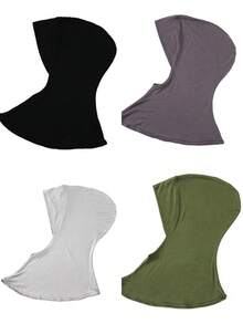 4件装女士纯色莫代尔衬头巾，可遮盖颈部，弹性柔软透气，可作头巾帽、阿巴雅长袍配饰、日常衬头巾、女士面纱 - 彩色 - 查看 42