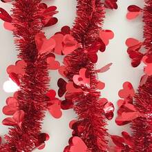 3/1pc Valentine's Day Wire Wreath, Red Heart-Shaped Wire Wreath Decoration, Red And White Twisted Wire Wreath, Valentine's Day 6.56 Ft Heart-Shaped Wire Wreath, Suitable For Wedding Parties, Home, And Everyday Decorations. - Multicolor - View 9