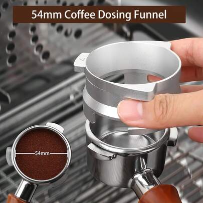 Imbuto dosatore per espresso, imbuto dosatore in metallo alluminio per barista compatibile con portafiltro da 54mm Breville, argento/nero