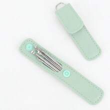 6Pcs/Set Adult Earwax Removal Kit – Stainless Steel Earwax Cleaner Tools With Leather Storage Case | Reusable Ear Cleaning Kit For Home/Travel Use, Available In Yellow/Purple/Pink/Black/Blue - Multicolor - View 8