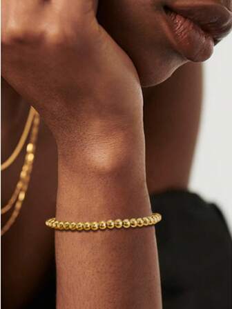 1 件 S925 纯银串珠球手链，简约设计珠宝，适合女性日常佩戴、周年纪念、生日、母亲、女朋友、挚友