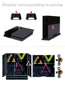 4片三角形图案P4游戏机贴纸，防尘耐磨 - 黑藍色 - 查看 5