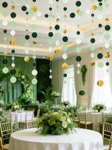 13 قدم من الزينة الحلزونية الخضراء والذهبية، بانر معلق مزين بنقاط بولكا لامعة خضراء لحفلات الخطوبة والعروس، ديكورات أعياد القديس باتريك، مناسبة للزفاف والذكرى السنوية وعيد الميلاد وعيد القديس باتريك وحفلات عيد الحب - متعدد الألوان - مشاهدة 7