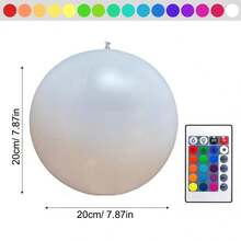 16 Color LED Inflatable Beach Ball With Remote Control - Reusable Rubber Glow Pool Ball For Party, Wedding And Engagement Events, White | Vibrant LED Lighting Decor, IP68 Waterproof, Luminous Party Supplies, Decoration - 彩色 - 查看 5