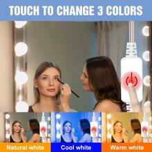 LED化妆镜灯，USB 5V触摸感应可调光化妆灯，专业美容照明，适用于梳妆台、浴室、卧室，三种色温可调，无频闪，自然白光（可伸缩电源线），可选2/6/10/14个灯泡，白色/粉色 - Makeup Mirror Lights(Stepless Dimmable) - 查看 3