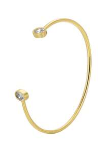 Charm-In 1pc Fashionable Minimalist 18K Gold Plated Brass Geometric Zirconia Inlaid Women Bracelet, Gift For Valentine's Day, Mother's Day - Gold - View 13