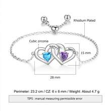 1pc Customized Heart-Shaped Birthstone Bracelet, Double Birthstone Bracelet, Mother-Daughter Bracelet, Anniversary Gift, Gift For Mom, Mother's Day Gift
