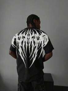 男士宽松休闲百搭深色印花高街时尚短袖T恤