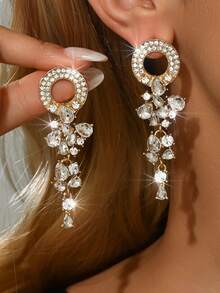 Set de 2 pendientes con borlas de cristal en forma de lágrima para el Día de la Madre, pendientes minimalistas adecuados para uso diario, ir al trabajo y fiestas