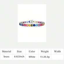 MDFUN 6mm Colorful Cubic Zirconia Tennis Bracelet For Women, 18K White Gold Plated Rainbow Cubic Zirconia Tennis Chain Bracelet - Platinum - View 16