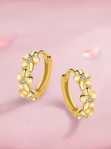 1 对全新独特桃花耳夹奢华耳钉，优雅设计适合女性，节日和派对礼物