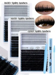 14 Rows 10-20mm D/DD Curly False Eyelashes, Available In 120D/140D/160D, 0.07mm Tip, Anime & Fairy Style Individual Lashes, Includes Glue, Sealed Packaging, Tweezers And Lash Brush. Suitable For Parties, Weddings, Dates, Halloween And Daily Wear. Reusable And Portable. - 淺藍色 - 查看 5
