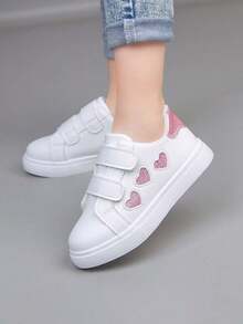 1 Pair Unisex New Style PU Hook And Loop Design Low-Top Sneakers, Soft Sole Non-Slip Infant Casual Toddler Shoes, Fashion Versatile Children Canvas Shoes, Suitable For All Seasons - White - View 7