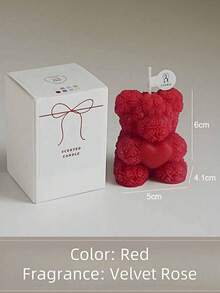 1pc Rose Bear Scented Candle, Individually Packaged, Makes A Great Gift. This Candle Combines Aesthetics And Fragrance, With The Romantic Rose Element And The Adorable Bear Shape Perfectly Blended. - Multicolor - View 4