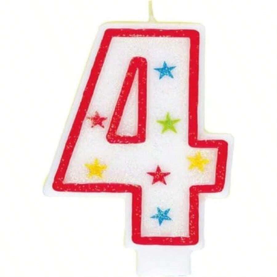 Vibrante vela de cumpleaños de cera con purpurina multicolor "2" - 7.75" (1 unidad), perfecta para fiestas inolvidables(Juego de vela de cumpleaños #4 y decoración "Happy Birthday") - Multicolor - Ver 1