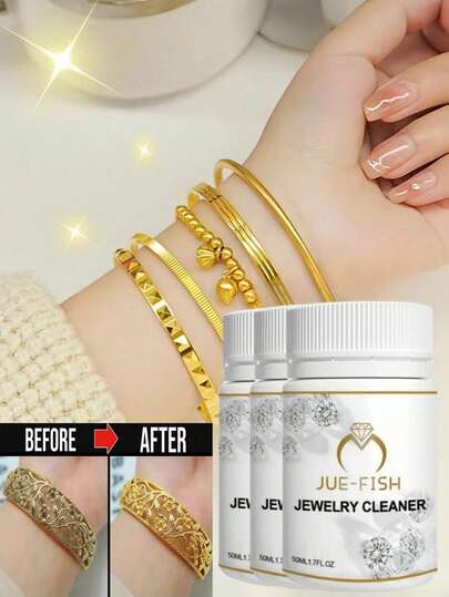 珠宝快速增亮液 - 植物萃取，珠宝清洁剂，适用于手表、戒指和珠宝表面，抛光增亮，奢华精致，透明，去除氧化层，令珠宝焕发光彩，珠宝护理液，日常珠宝保养/节日佩戴焕新，馈赠亲友的完美礼物（新旧款式随机发送）