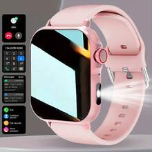 2025款男女通用高清触控智能手表：通话/无线短信/多种运动模式/遥控拍照/健身追踪器，USB充电，LED户外灯，硅胶表带，智能连接