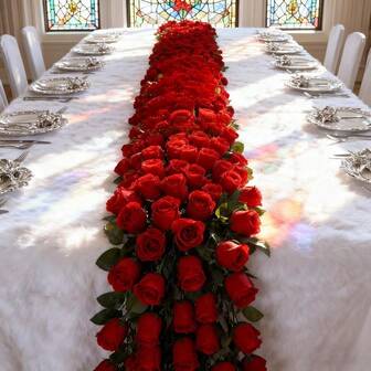 15/25 Konstgjorda Röda Rosor Bukett | Ultrarealistiska Mjuka Kronblad, Rivtålig Tygstruktur, Robusta Plaststjälkar, Livaktiga Konstblommor För Bröllop, Festdekor (Alla Hjärtans Dag, Jul, Halloween) - Inget Underhåll Krävs