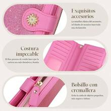 Cartera Mujer Pequeo con RFID Bloquea, Monedero Bifold para Tarjetas, Billetera de Piel Plegable con Bolsillo, Tarjetero Minimalista con Ventana de Identificacin para Chica Mujer - Rosa grande - Ver 5